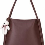 SIJJEEL Women's Handbag Synthetic Leather Shoulder Bag with Bear Charm Tote One Size Women's Shoulder Bag Faux Leather Tote