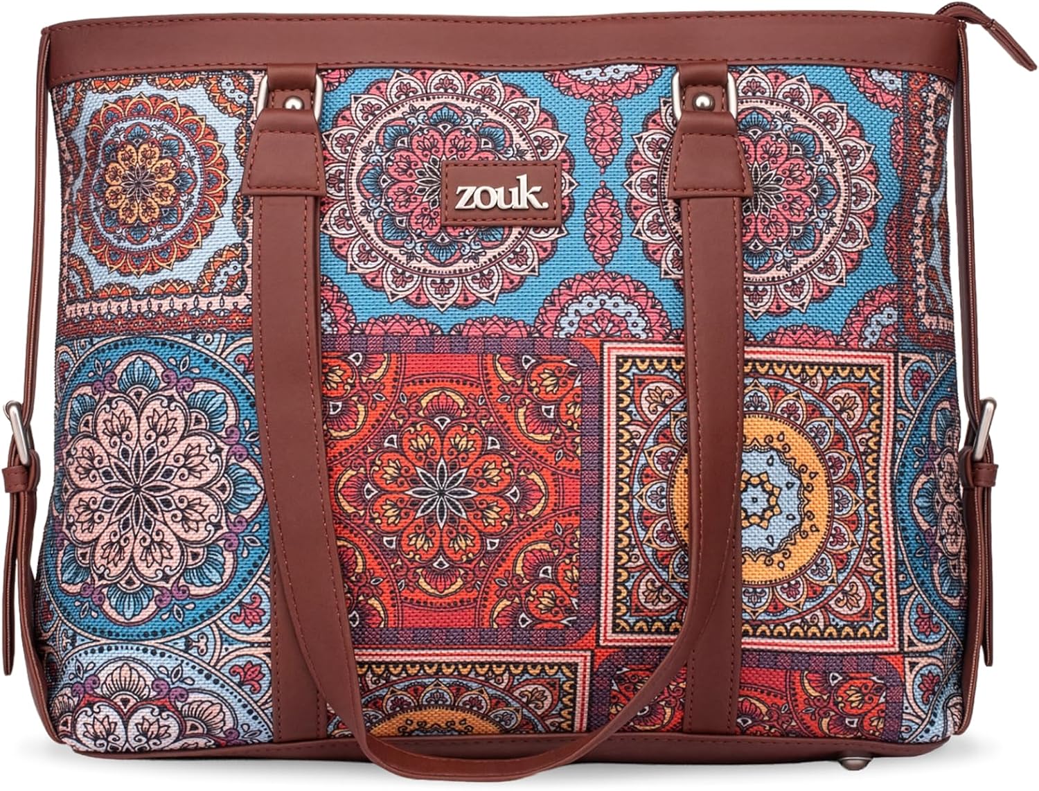 815GRnV4NsL-1 ZOUK Stylish Office Laptop Bag | Tote Bag For Women Fits Upto 15.6 inch |Purse for Women | Vegan Leather Handbag | Daily & Travel Use - Image 1